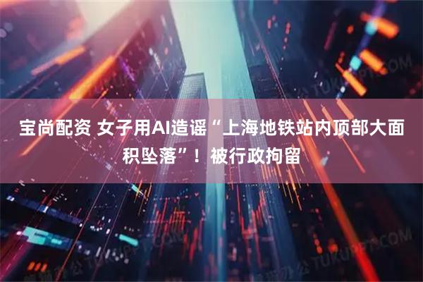 宝尚配资 女子用AI造谣“上海地铁站内顶部大面积坠落”！被行政拘留